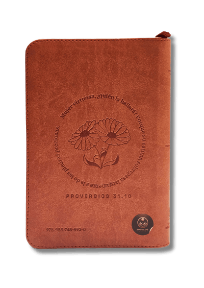 Biblia Mujer Virtuosa RV60 Naranja y Rosa Canto Plateado
