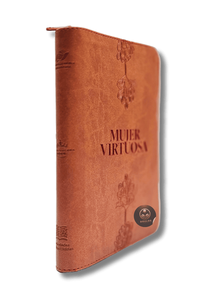Biblia Mujer Virtuosa RV60 Naranja y Rosa Canto Plateado