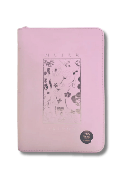 Biblia Mujer Virtuosa RV60 Naranja y Rosa Canto Plateado