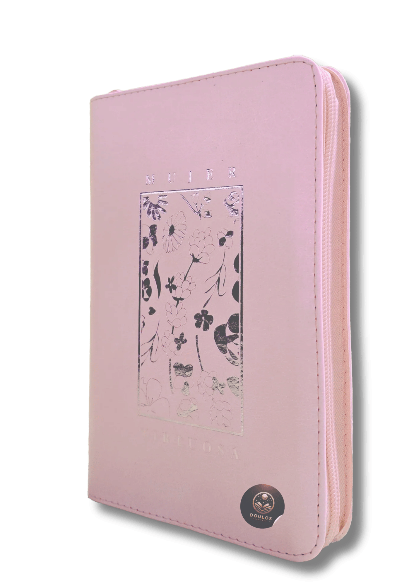 Biblia Mujer Virtuosa RV60 Naranja y Rosa Canto Plateado