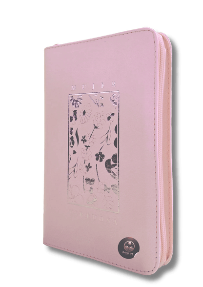 Biblia Mujer Virtuosa RV60 Naranja y Rosa Canto Plateado